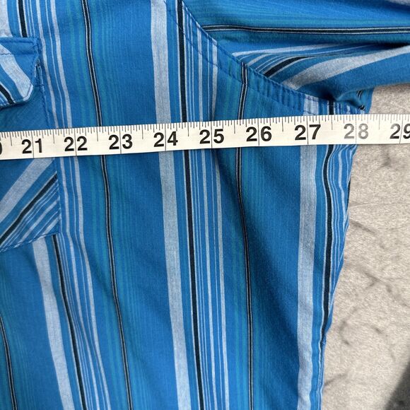 Wrangler Rancher Shirt Plaid Long Sleeve Pearl Snap Button Up Blue Mens 2XL - Picture 6 of 10